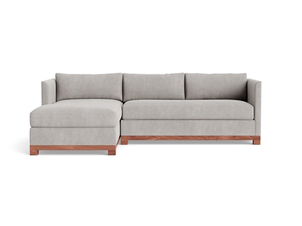 MAPLETON 98 CHAISE SECTIONAL LEFT_front_grey linen_bench_walnut